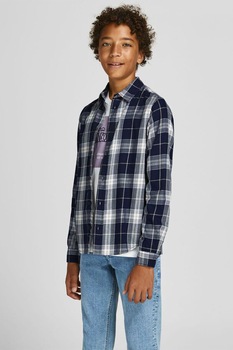 Jack&Jones, Camasa de bumbac in carouri, Bleumarin/Alb Jack&Jones, Camasa de bumbac in carouri, Bleumarin/Alb