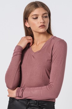 JdY, Bluza cu decolteu in V Sandy, Roz prafuit, XS JdY, Bluza cu decolteu in V Sandy, Roz prafuit, XS