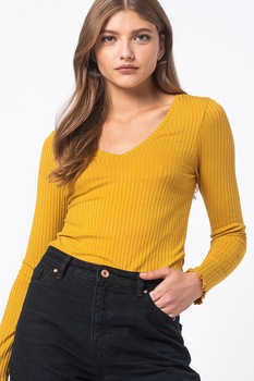 JdY, Bluza cu aspect striat Fransiska, Galben mustar, XL JdY, Bluza cu aspect striat Fransiska, Galben mustar, XL