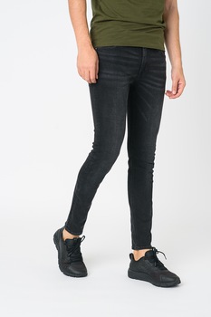 Jack&Jones, Blugi skinny cu talie joasa Liam, Gri inchis Jack&Jones, Blugi skinny cu talie joasa Liam, Gri inchis