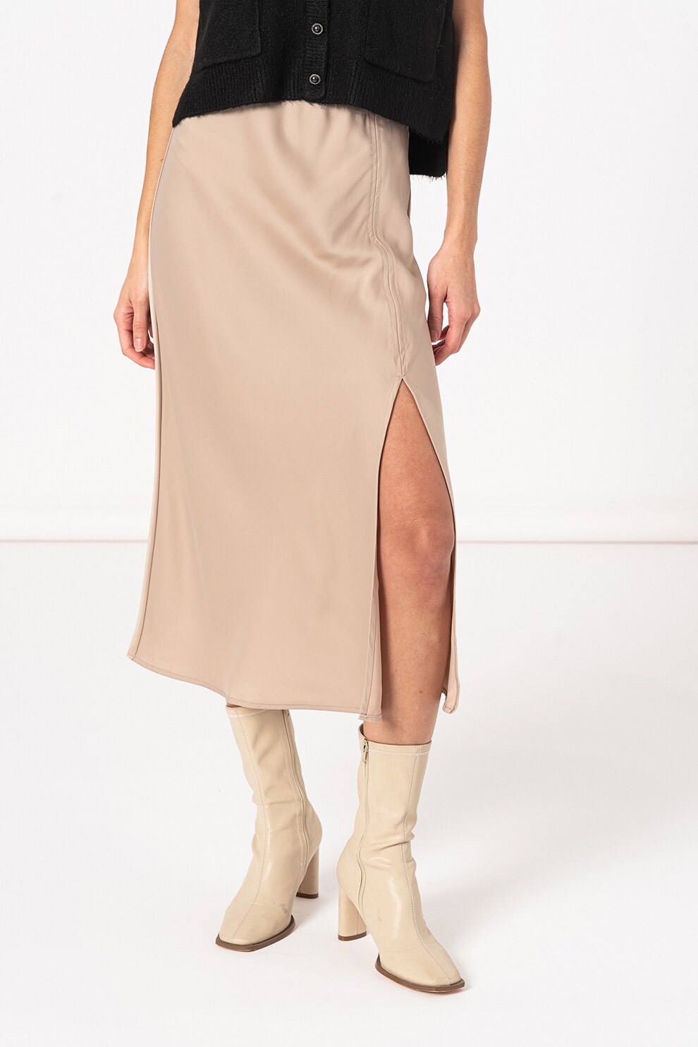 Only, Fusta cu slit lateral Aubrey, Bej