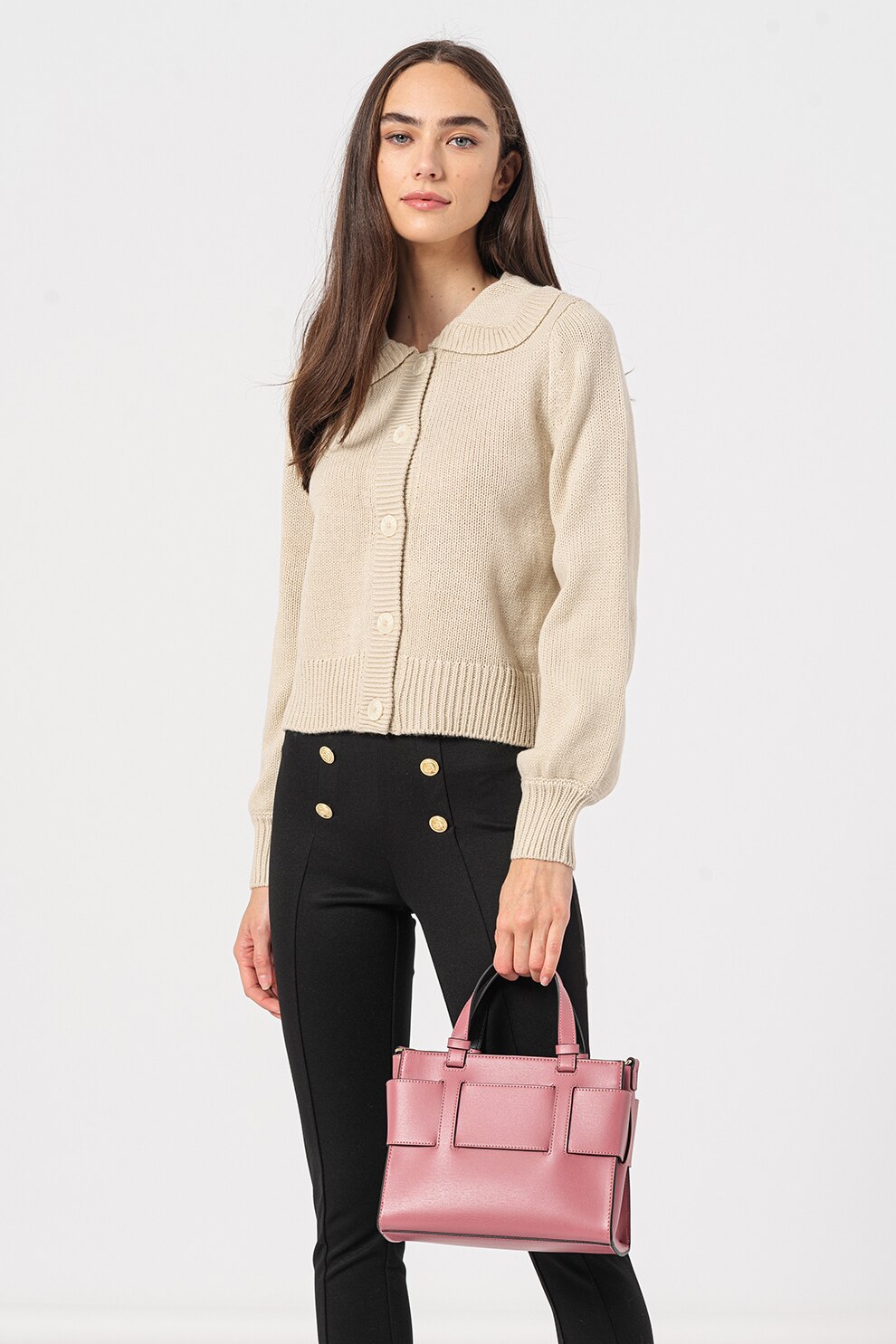 Only, Cardigan cu guler Peter Pan Lexa, Bej