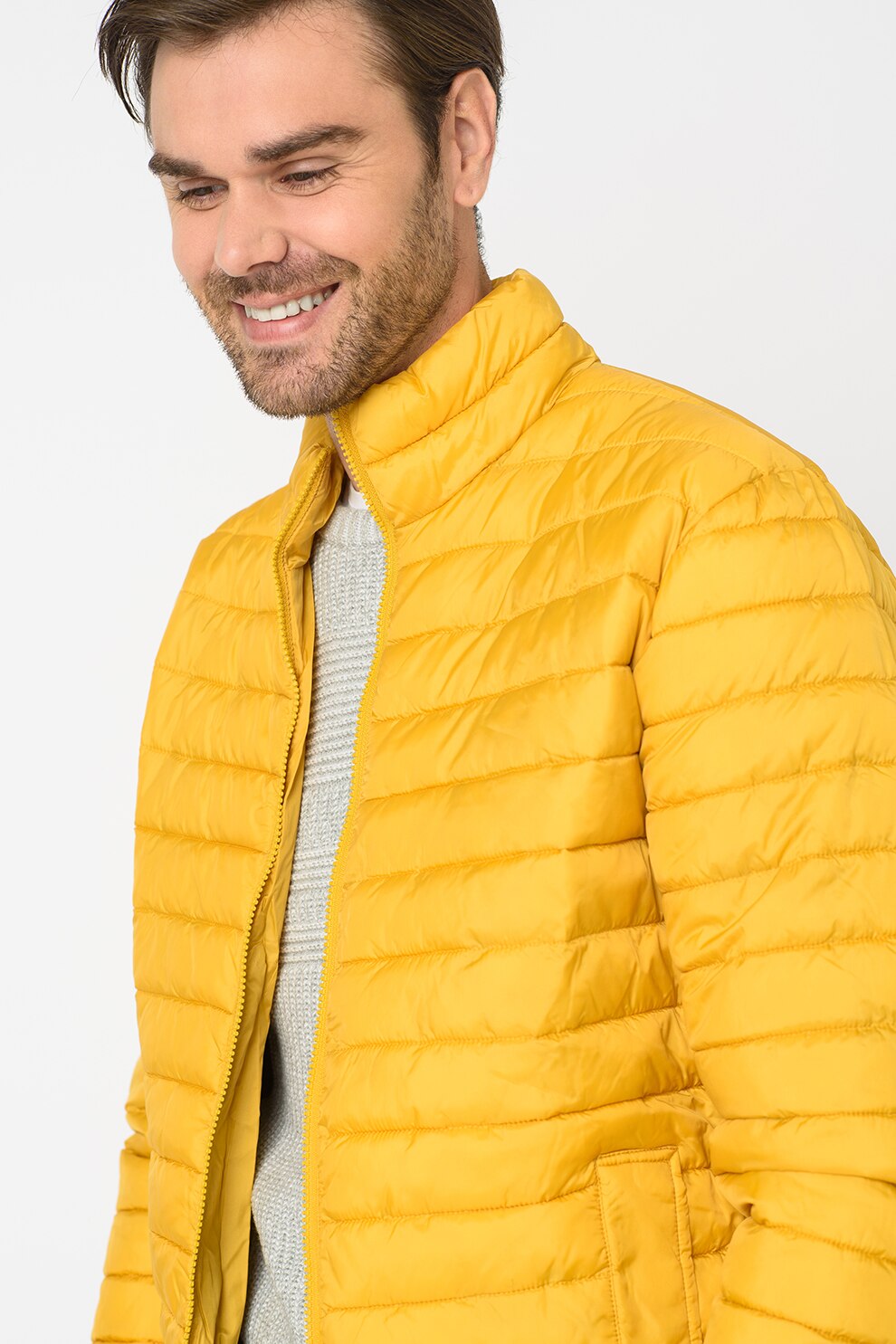 Selected Homme, Geaca usoara cu aspect matlasat Plastic Change, Galben sofran