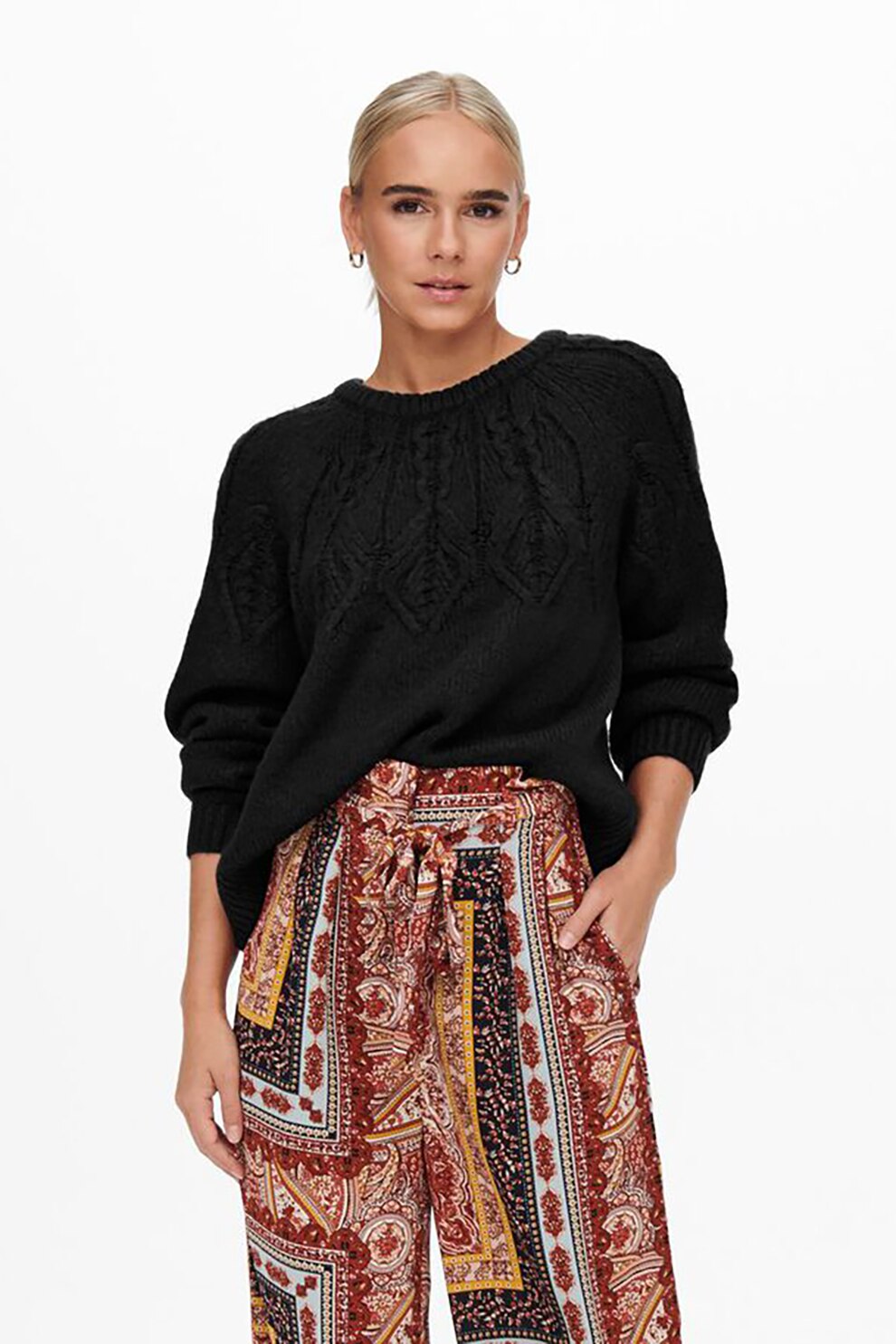 Only, Pulover cu model torsade, Negru