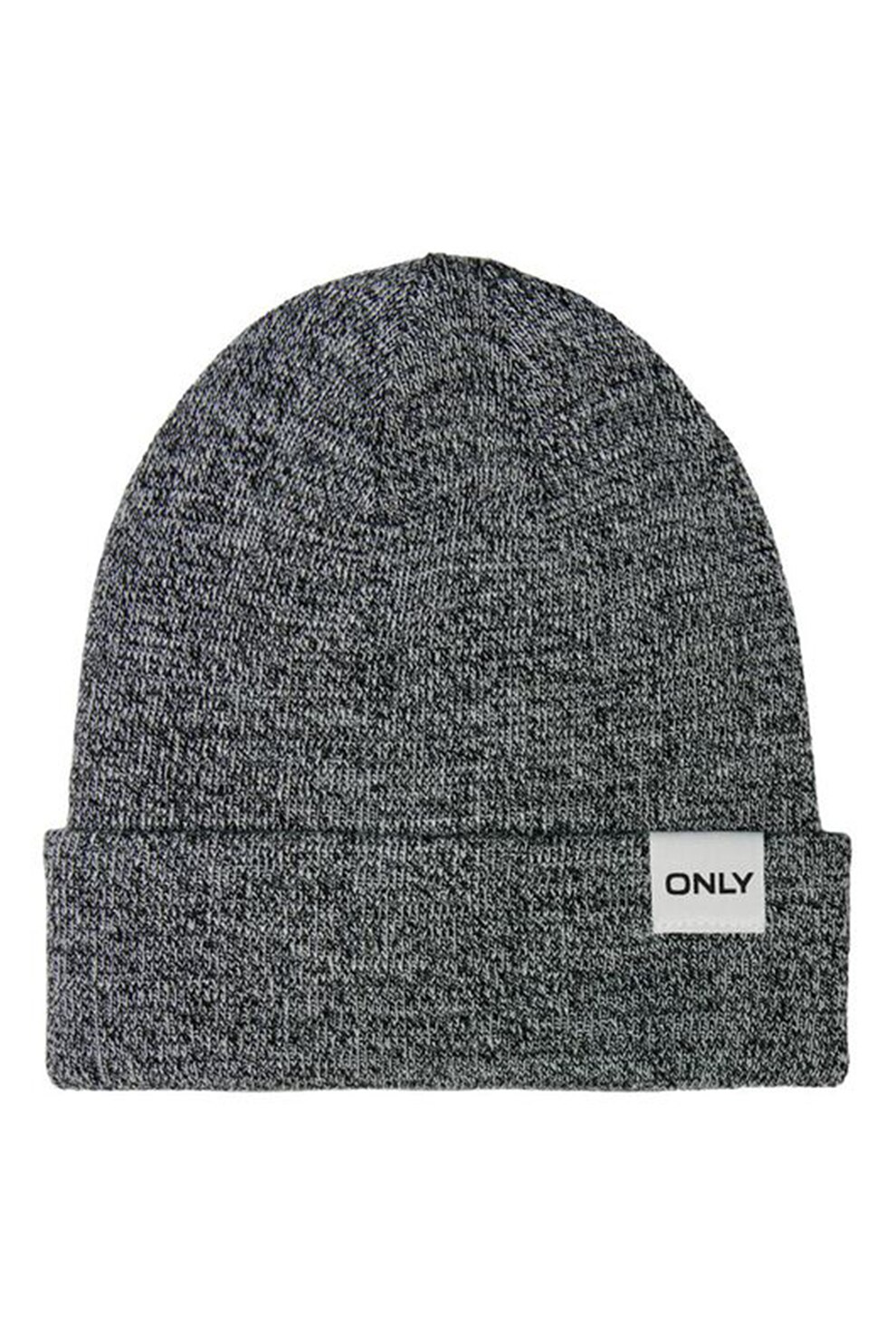 Only, Caciula elastica cu aplicatie logo, Gri inchis melange