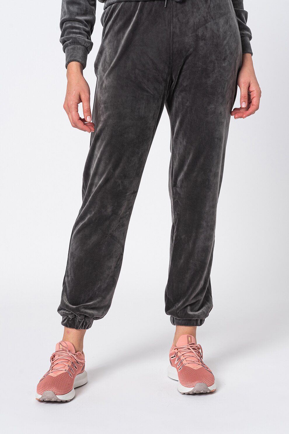 Only, Pantaloni sport cu aspect catifelat Rebel, Gri inchis