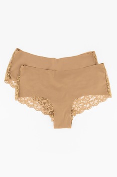 Only, Set de chiloti hipster cu insertii de dantela Chloe - 2 perechi, Maro Only, Set de chiloti hipster cu insertii de dantela Chloe - 2 perechi, Maro