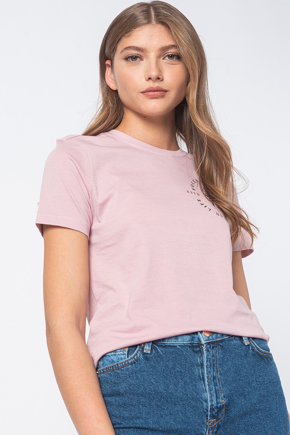 Only, Tricou cu imprimeu grafic Kita ', Roz pastel