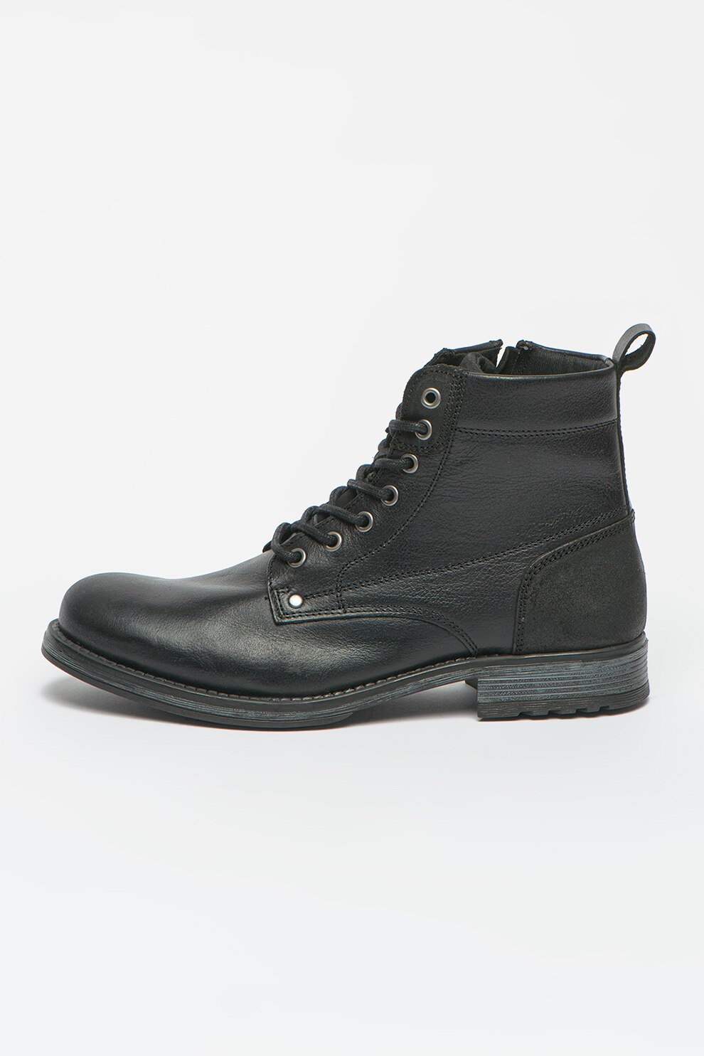 Jack&Jones, Ghete de piele cu garnitura de piele intoarsa pe partea din spate Woodford, Negru