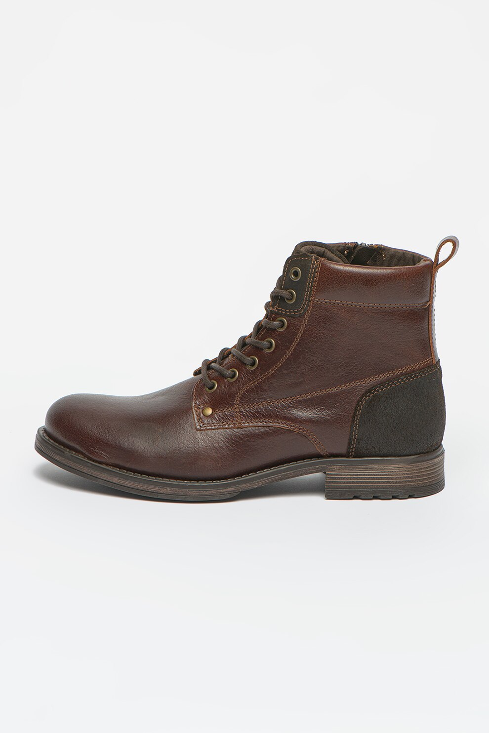 Jack&Jones, Ghete de piele cu garnitura de piele intoarsa pe partea din spate Woodford, Coniac