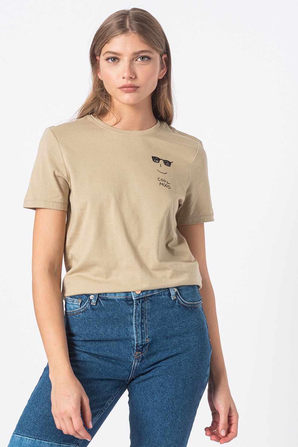 Only, Tricou cu imprimeu grafic Moods, Grej