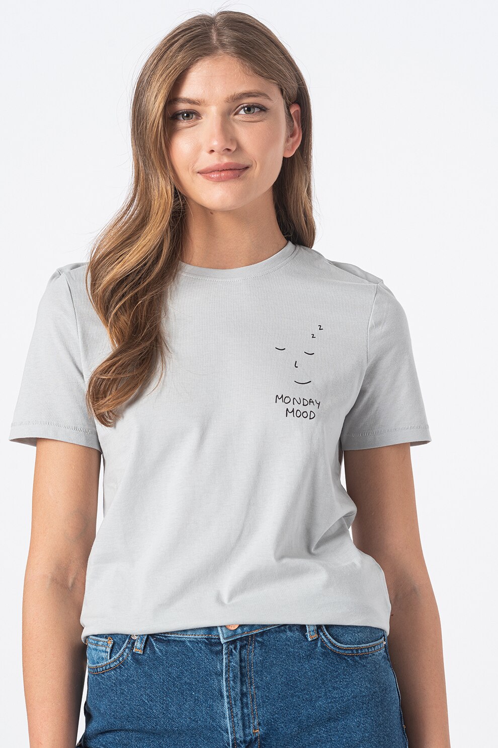 Only, Tricou cu imprimeu grafic Moods, Albastru pastel