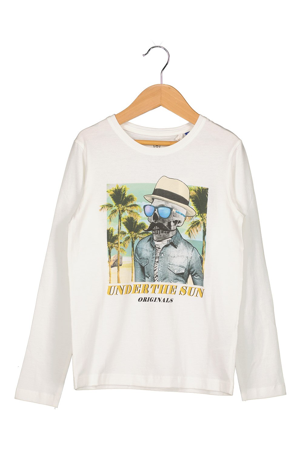 Jack&Jones, Bluza cu imprimeu foto si text, Alb