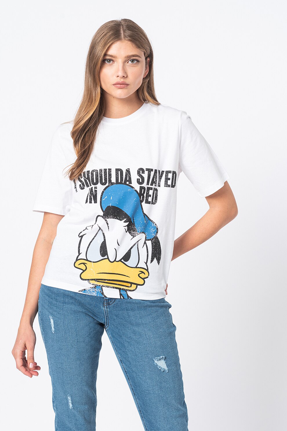 Only, Tricou de bumbac cu imprimeu cu desene, Alb