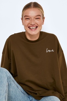 Noisy May, Bluza sport lejera cu text, Maro inchis Noisy May, Bluza sport lejera cu text, Maro inchis