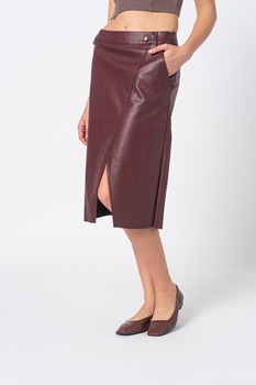 JdY, Fusta dreapta de piele ecologica Joanna, Visiniu JdY, Fusta dreapta de piele ecologica Joanna, Visiniu