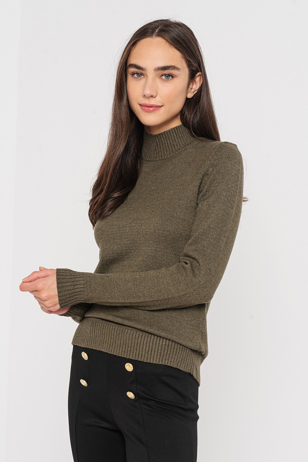 JdY, Pulover tricotat fin Marco, Verde feriga, L