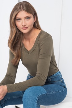 JdY, Bluza cu decolteu in V Sandy, Verde sparanghel, XS JdY, Bluza cu decolteu in V Sandy, Verde sparanghel, XS