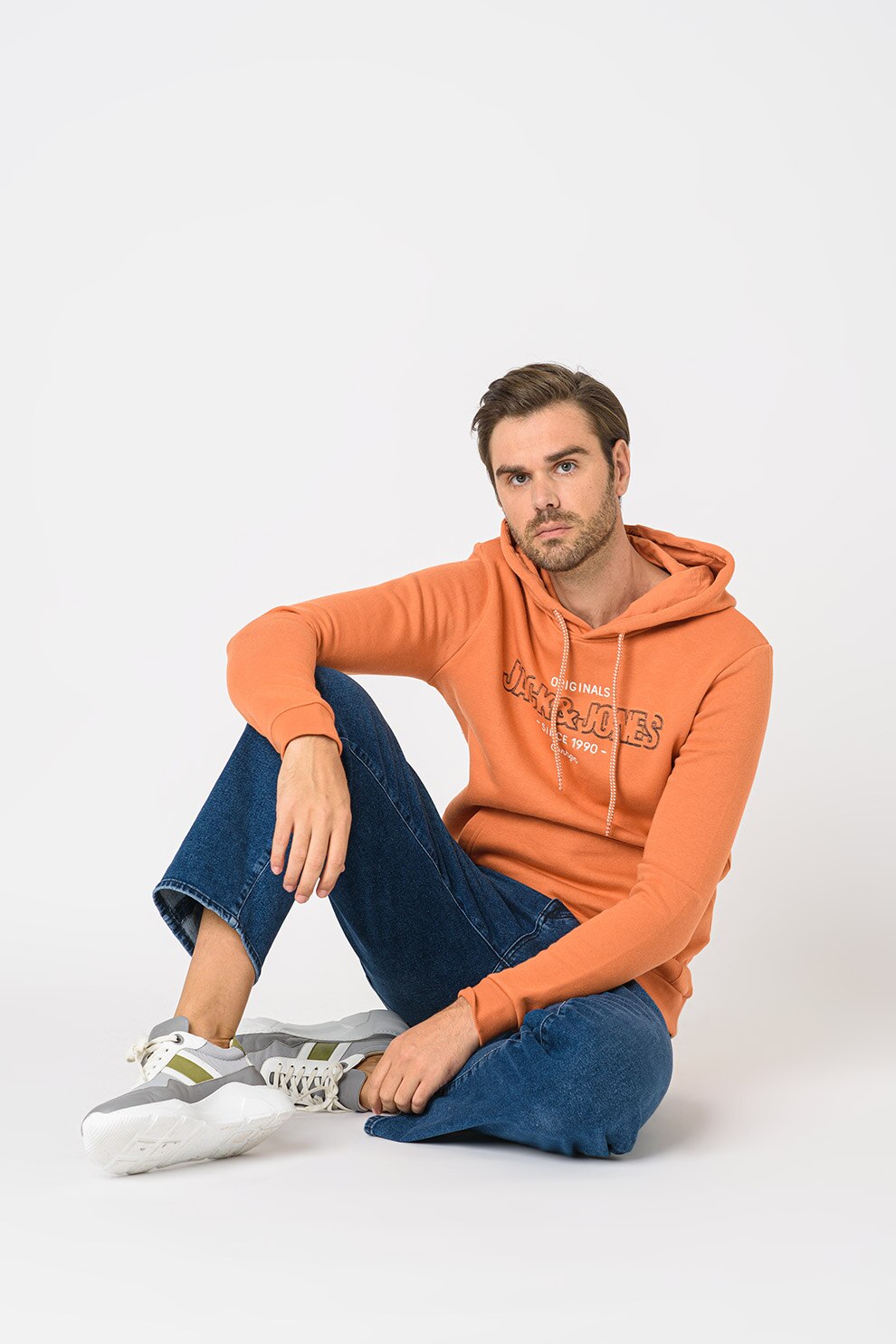 Jack&Jones, Hanorac cu imprimeu logo Surface, Oranj stins