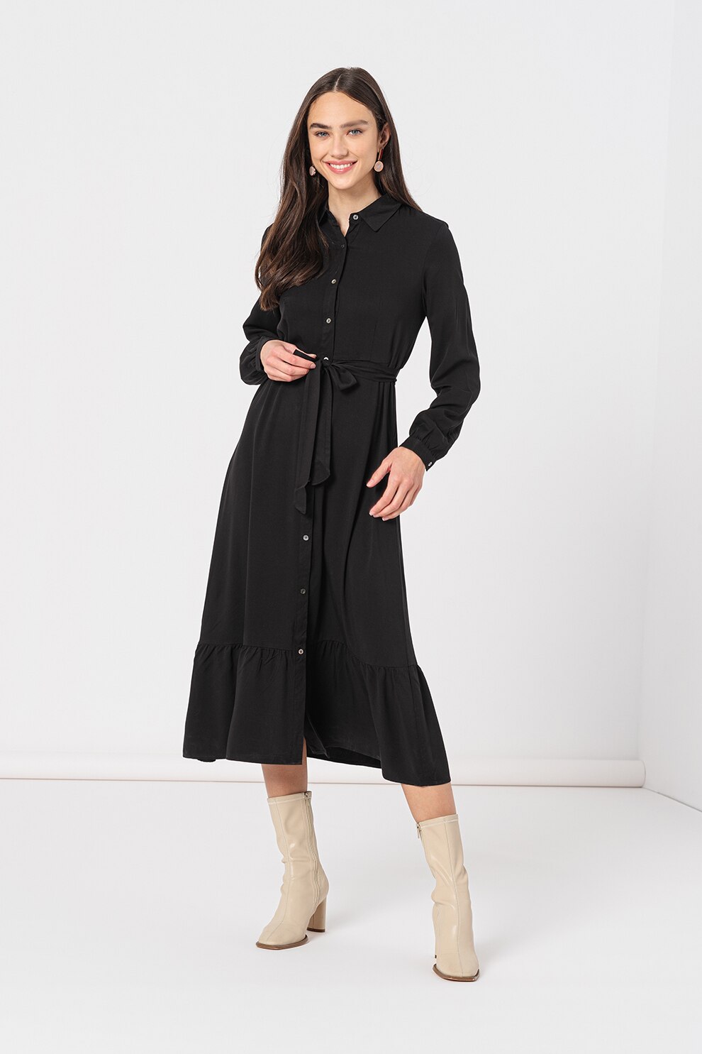 Only, Rochie-camasa evazata Alma, Negru, S