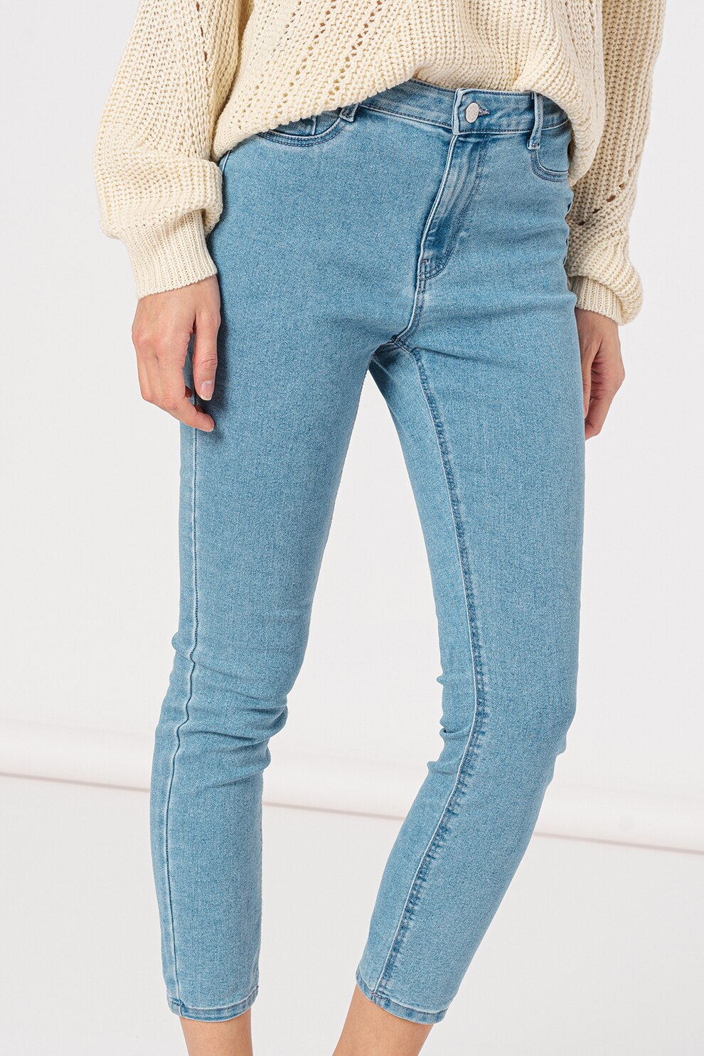 Only, Blugi crop skinny cu talie inalta Hi-Max, Albastru deschis