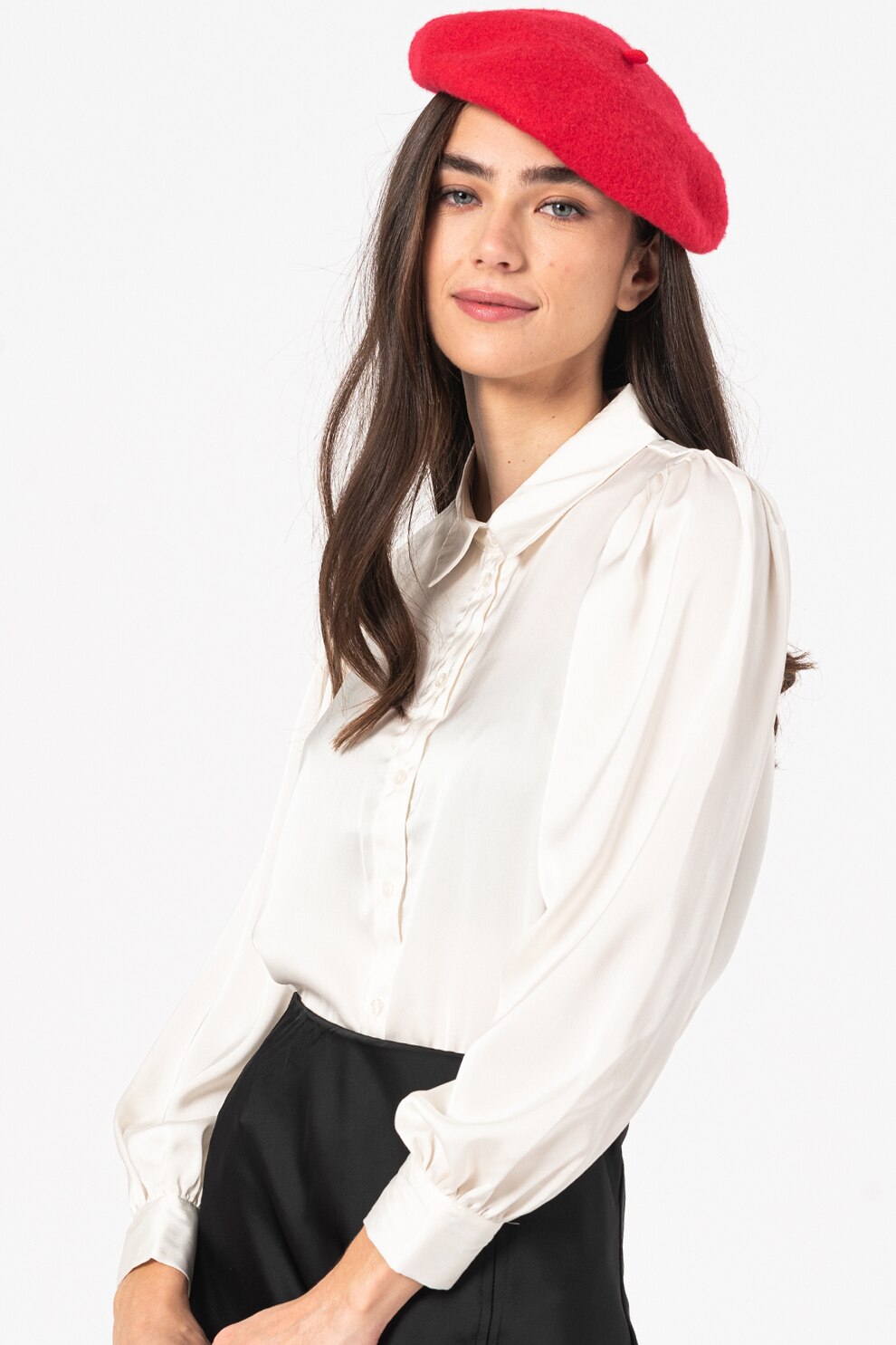 Only, Camasa cu aspect de satin Zora, Alb prafuit