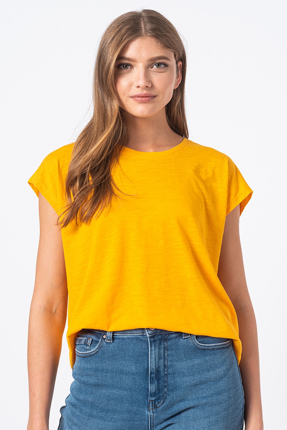 Noisy May, Tricou lejer din amestec de bumbac organic Mathilde, Galben sofran