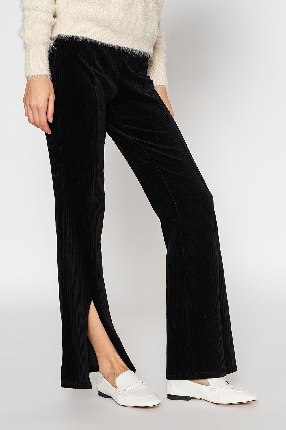 Only, Pantaloni evazati cu slituri frontale Fenja, Negru