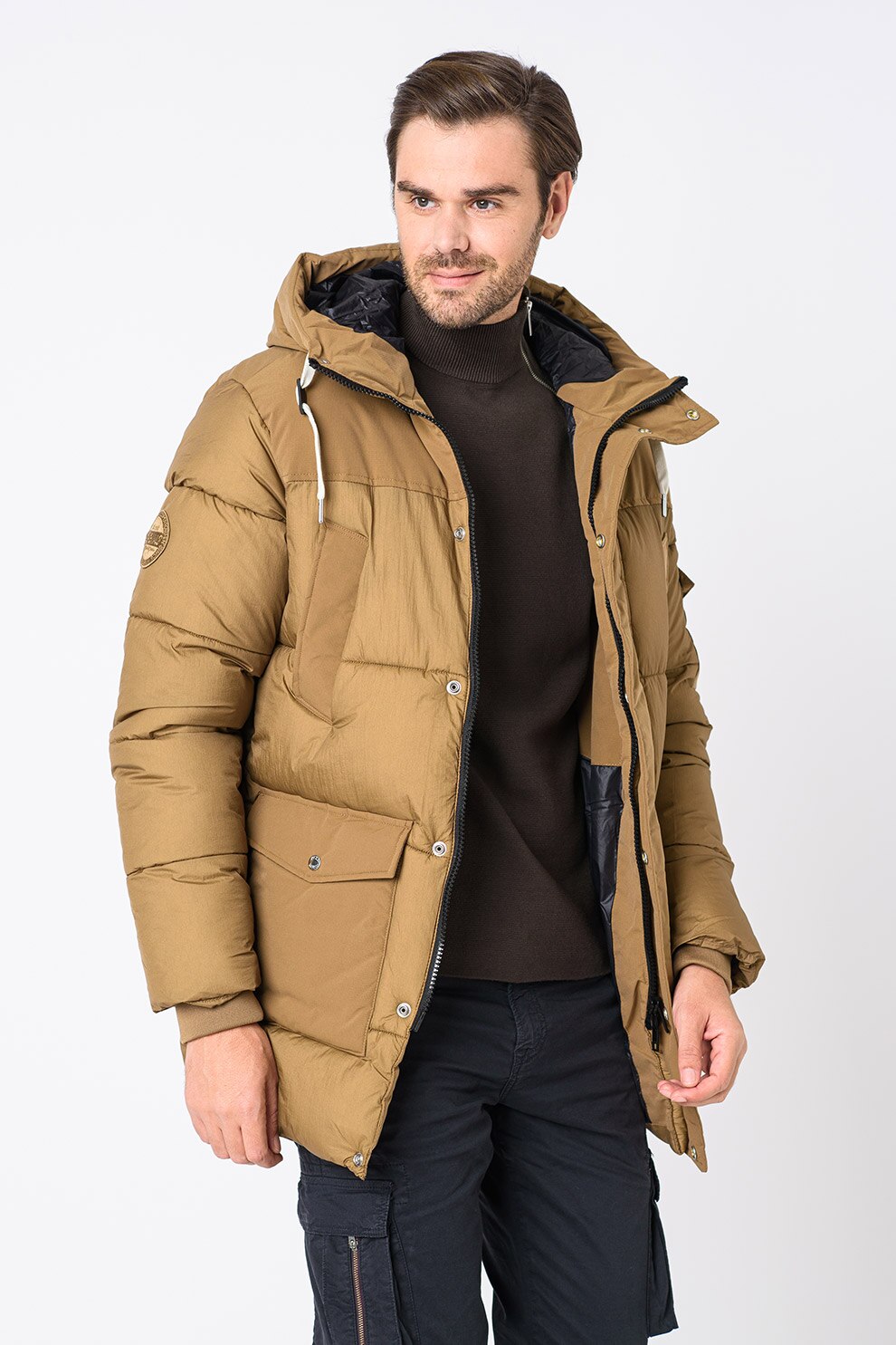 Jack&Jones, Geaca cu vatelina si gluga Panden, Maro caramel