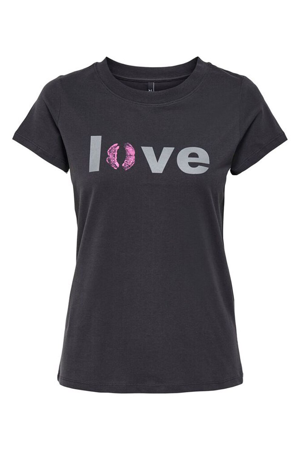 Only, Tricou slim fit cu imprimeu, Gri antracit