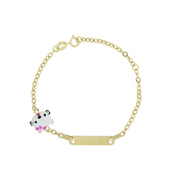 Bratara copii aur 14 k cu placuta si Hello Kitty Bratara copii aur 14 k cu placuta si Hello Kitty