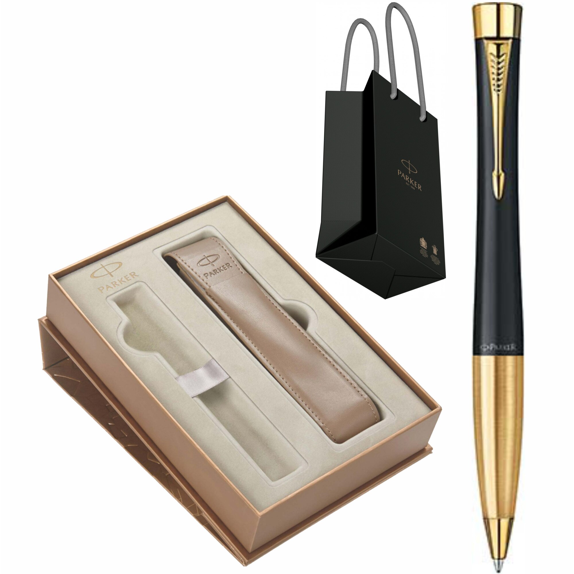 Set Parker Pix Urban Standard Muted Black GT Personalizat prin Gravura Laser in Cutie cu Etui Premium si punga