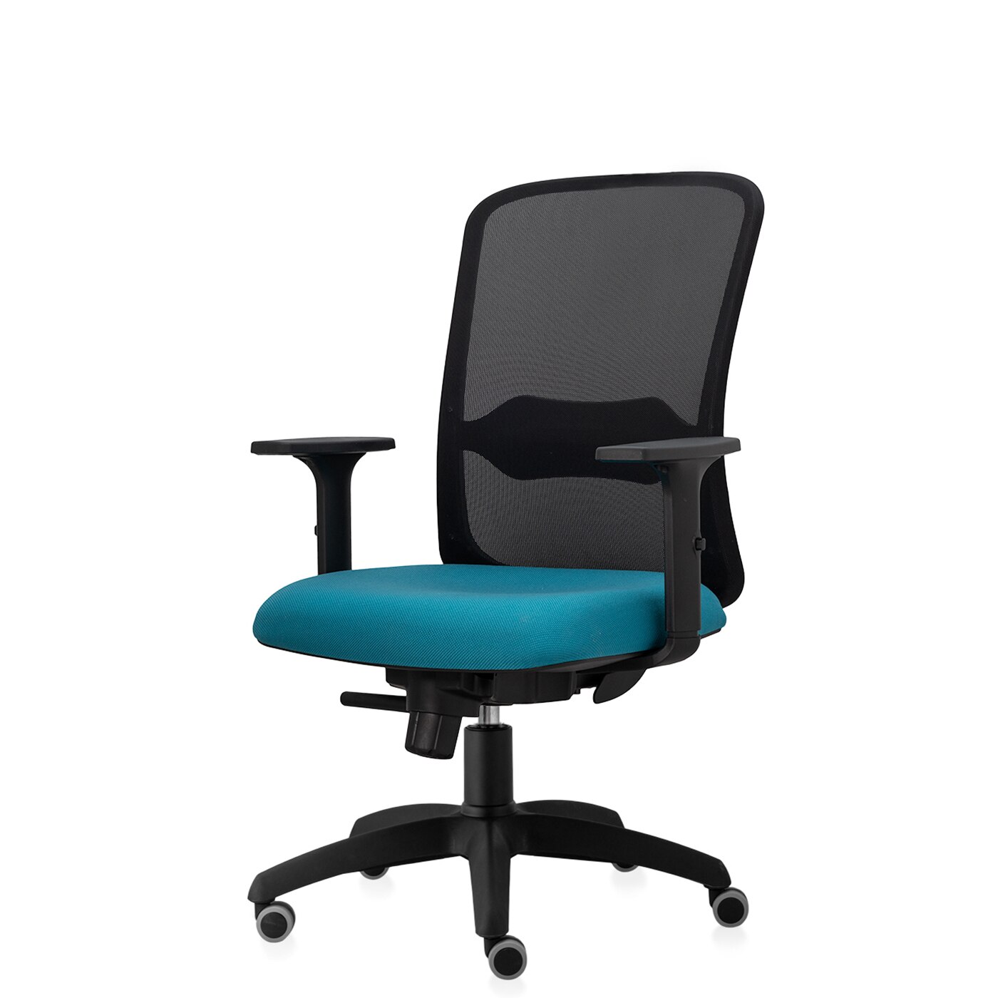 Scaun ergonomic de birou TRAFFIC CHAIRS STAR ECO, mesh NEGRU, tapiterie textil, TURCOAZ, rotile gumate