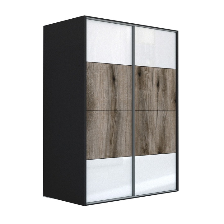 Dressing Genarom LEX B, Gri Lucios / Stejar Monastery M, 201 x 240 x 66 cm