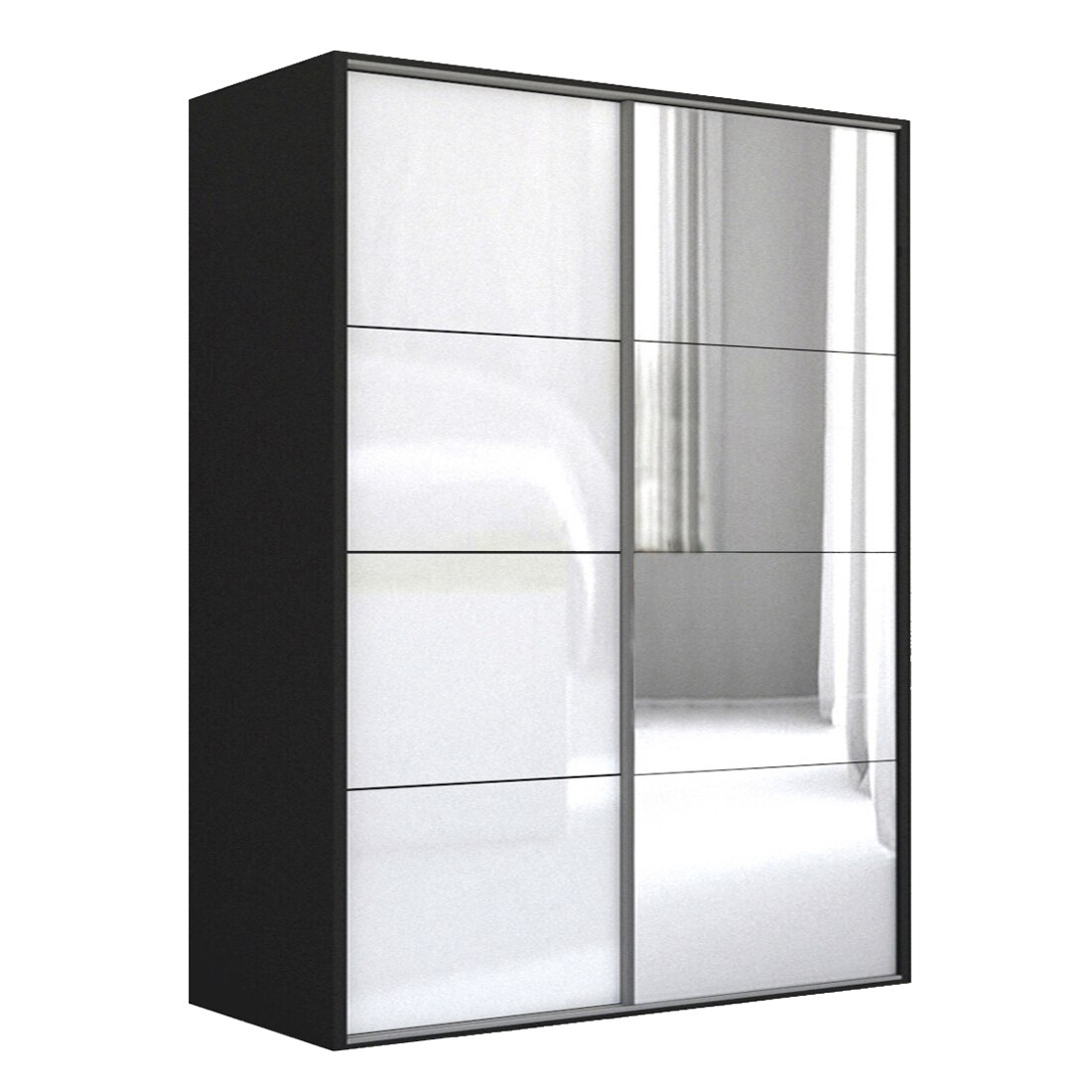 Dressing Genarom LEX A, Gri Lucios / Oglinda L, 221 x 240 x 66 cm