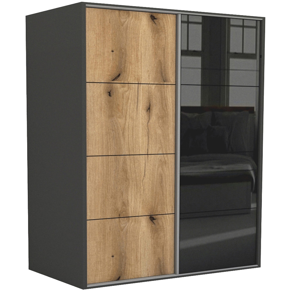Dressing Genarom LEX D, Stejar Wotan / Negru Lucios L, 221 x 240 x 66 cm