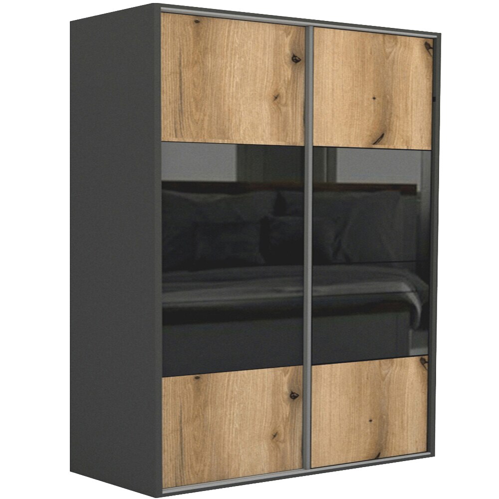 Dressing Genarom LEX C, Stejar Wotan / Negru Lucios M, 221 x 240 x 66 cm