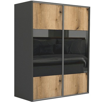 Dressing Genarom LEX C, Stejar Wotan / Negru Lucios M, 221 x 240 x 66 cm Dressing Genarom LEX C, Stejar Wotan / Negru Lucios M, 221 x 240 x 66 cm