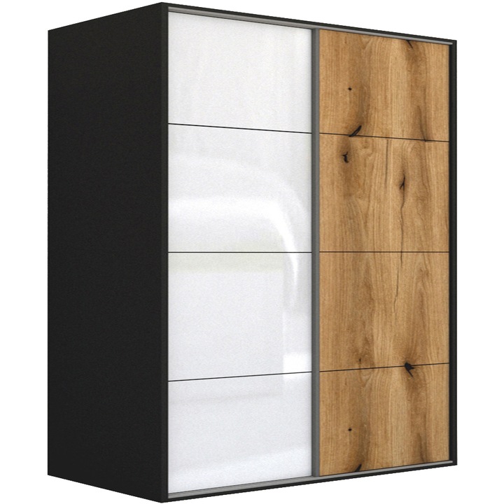 Dressing Genarom LEX D, Gri Lucios / Stejar Wotan L, 221 x 240 x 66 cm