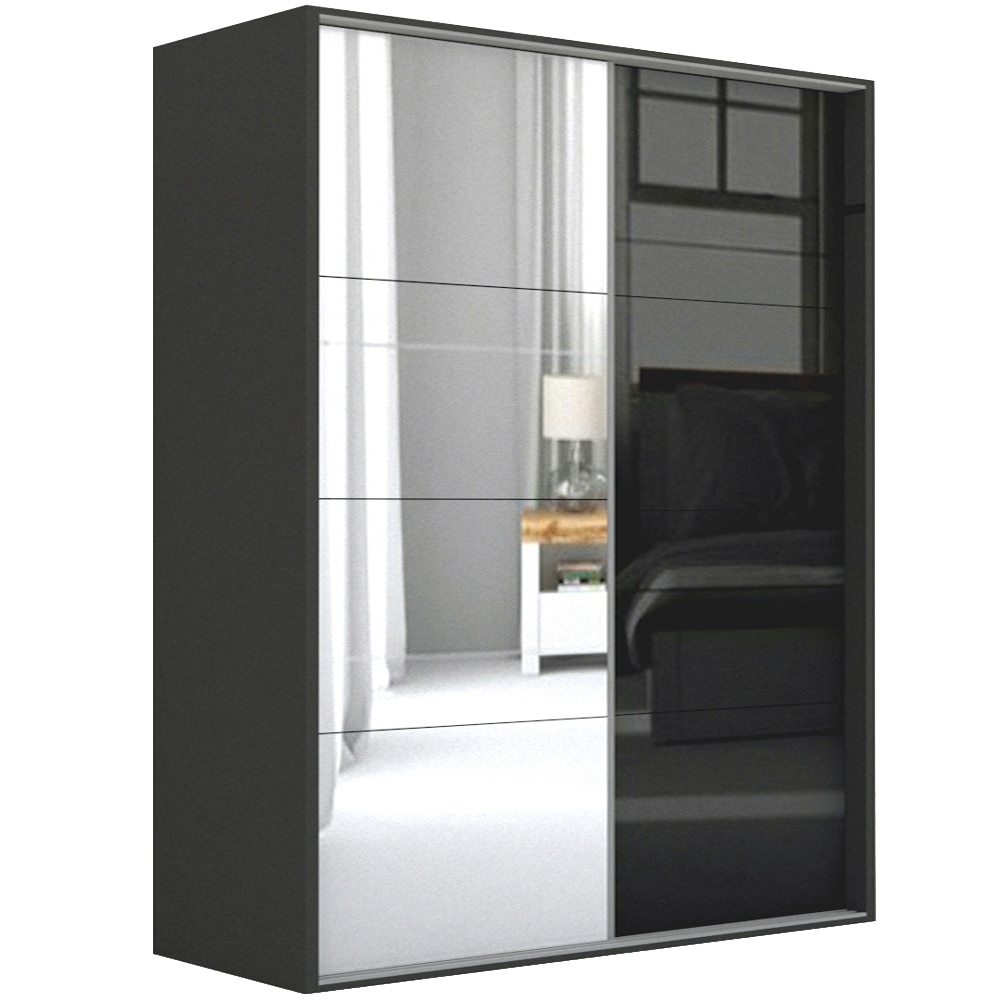 Dressing Genarom LEX D, Oglinda / Negru Lucios, 221 x 240 x 66 cm