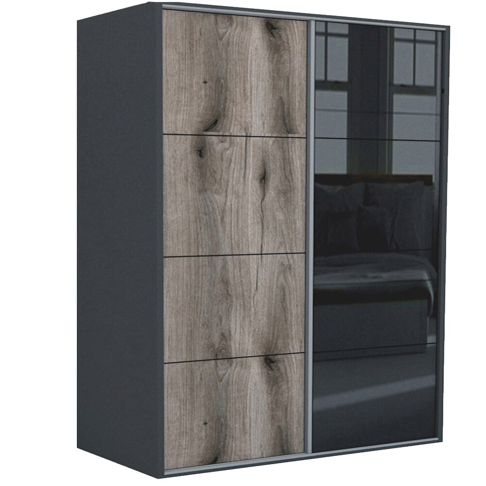 Dressing Genarom LEX D, Stejar Monastery / Negru Lucios L, 221 x 240 x 66 cm