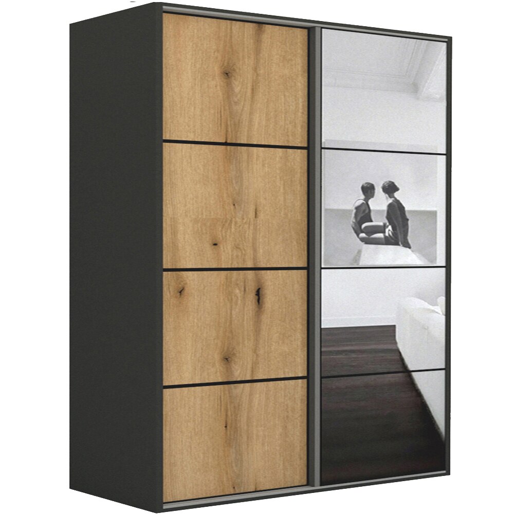 Dressing Genarom LEX D, Stejar Wotan / Oglinda L, 221 x 240 x 66 cm