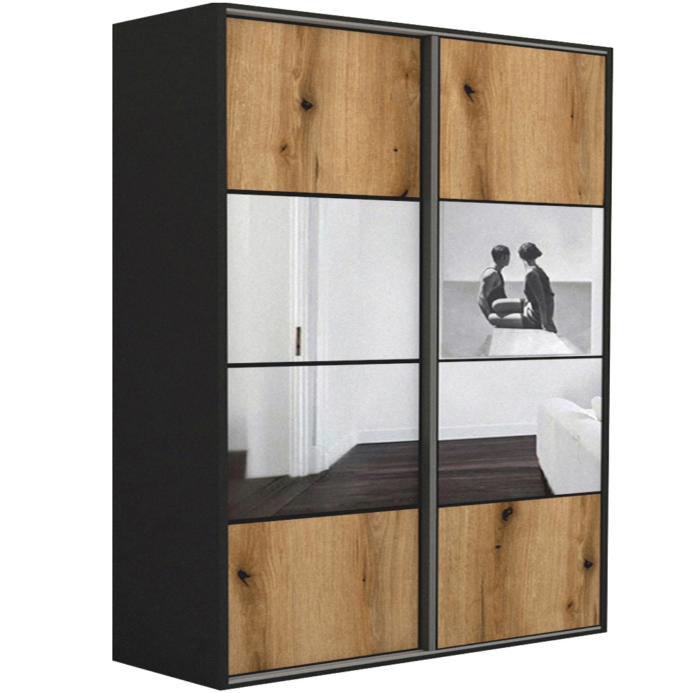 Dressing Genarom LEX D, Stejar Wotan / Oglinda M, 221 x 240 x 66 cm