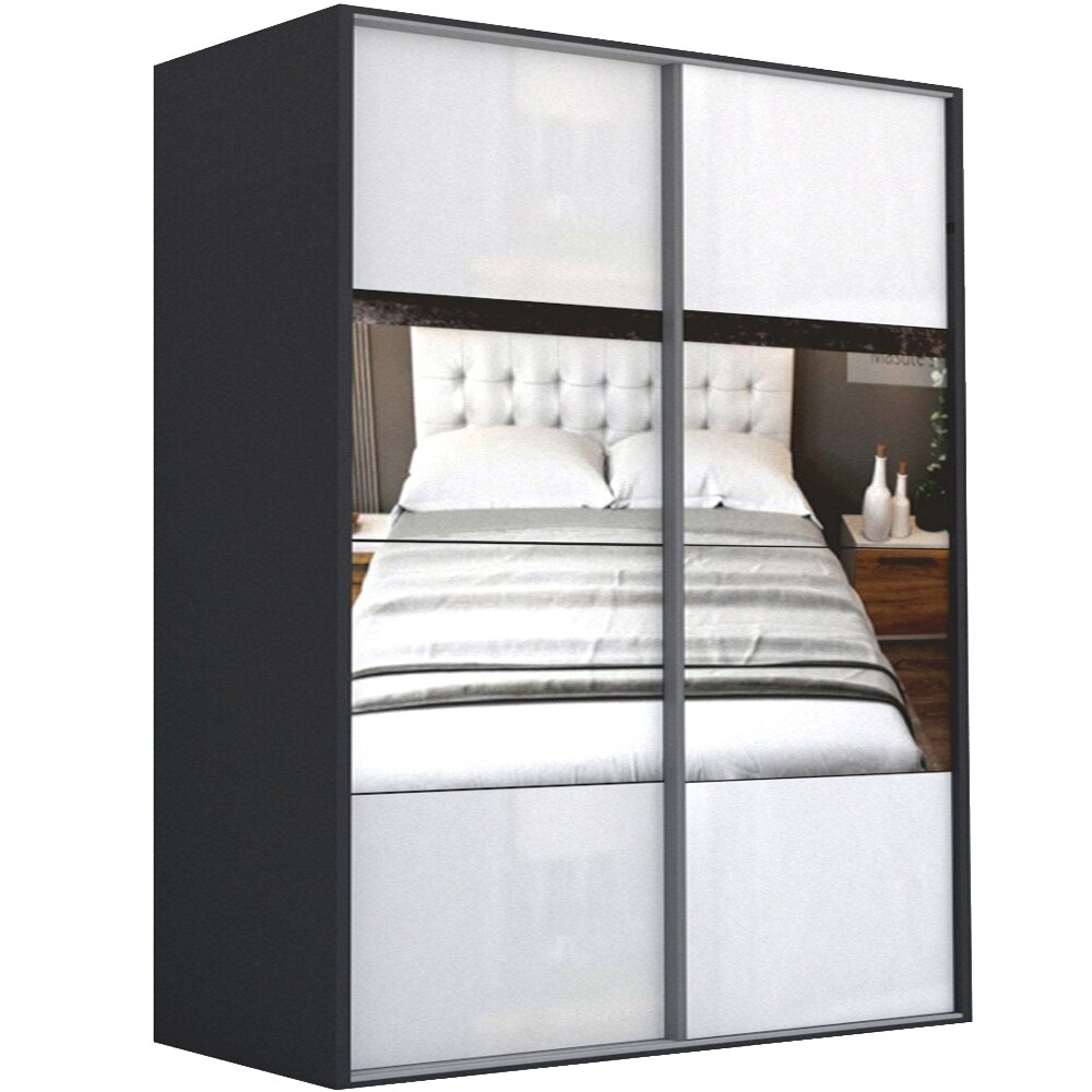 Dressing Genarom LEX C, Gri Lucios / Oglinda M, 221 x 240 x 66 cm