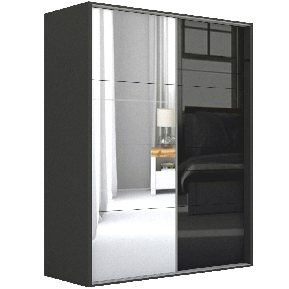 Dressing Genarom LEX C, Oglinda / Negru Lucios, 221 x 240 x 66 cm