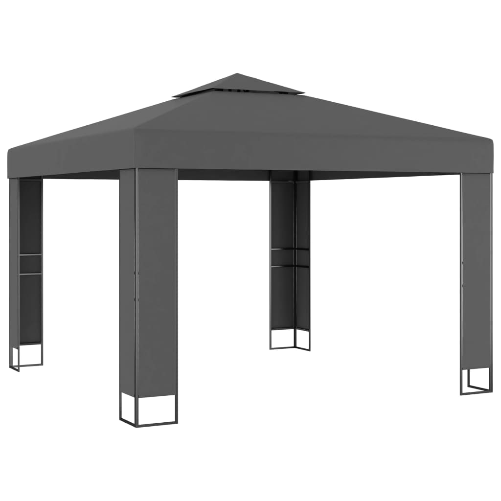 Pavilion cu acoperis dublu, antracit, 3 x 3 m