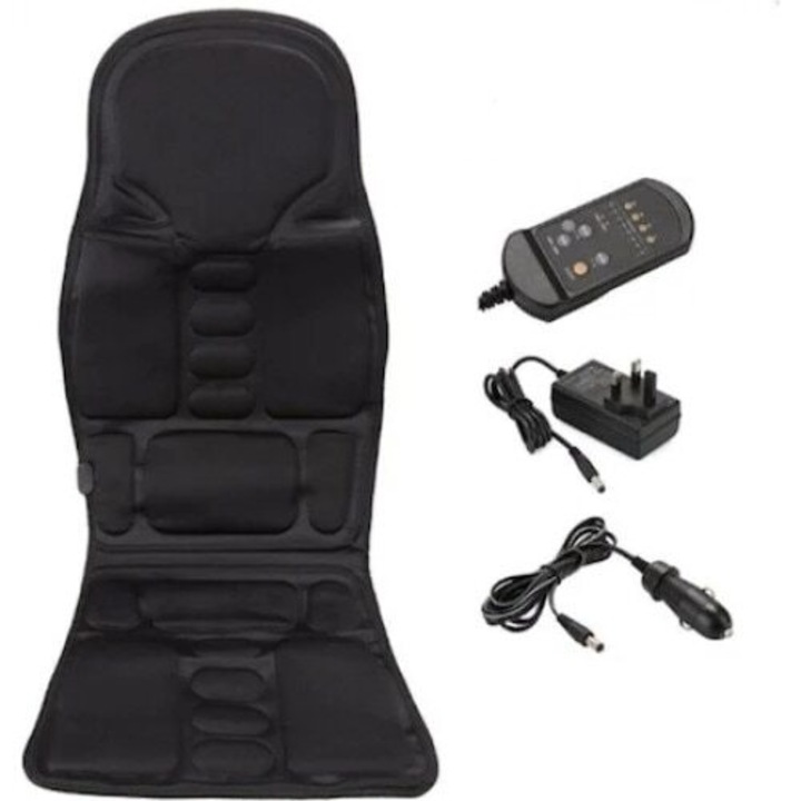 Husa pentru Scaun Auto sau de Birou Deliny®, 5 Moduri de Masaj, 3 Viteze variabile, Negru