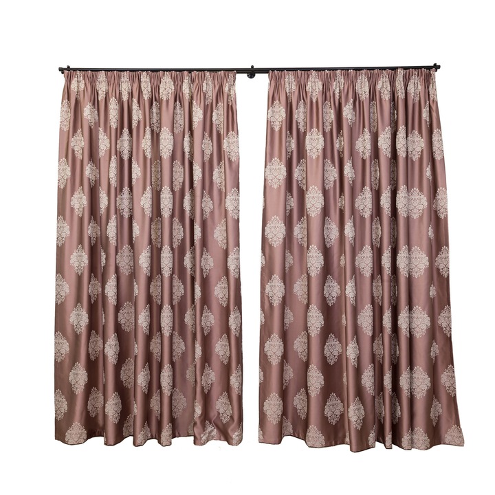 Комплект Завеси Hiko Imperial Chateau, Барокови Завеси За Стая 200Lx245H См, Декоративни Завеси От Плътен Материал, Лесен Монтаж, Подходящи За Всекидневна И Спалня, Класически Дизайн, Елегантен Декор, Лента С Гънки 6.5см, Пудра Розов