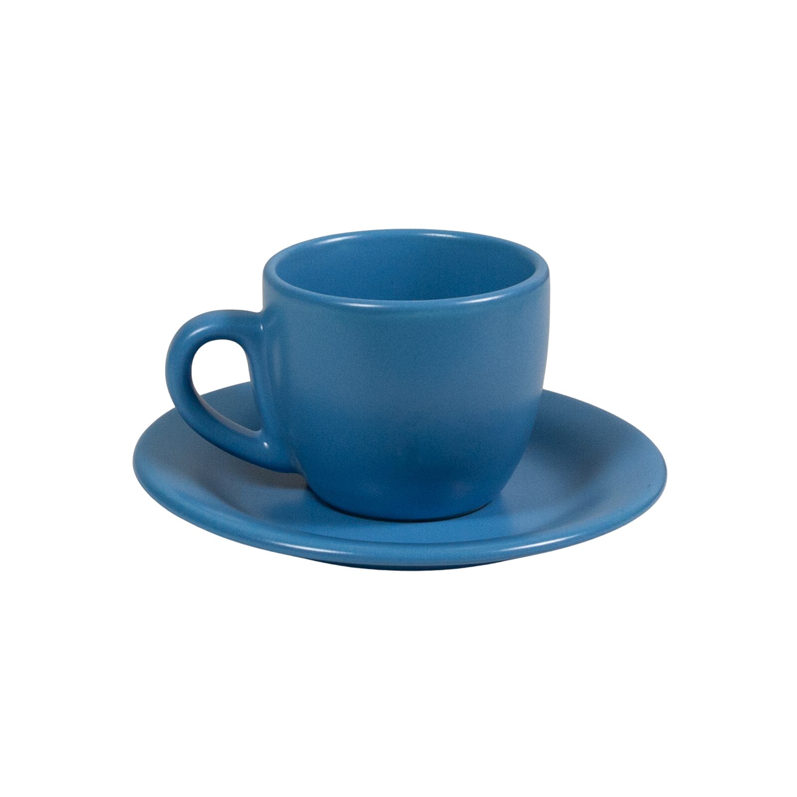 Ceasca cu farfurie pentru expresso, Cesiro, 80 ml, Albastru Regal Mat
