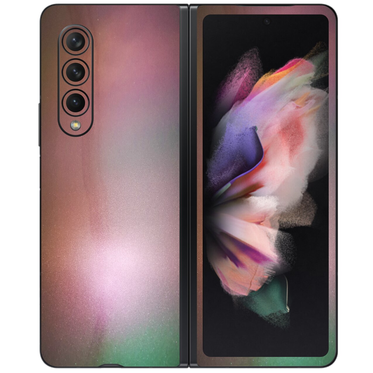 Folie Protectie Carbon Skinz pentru Samsung Galaxy Z Fold3 5G - Color Shift Pearl Simphony Simple Cut, Skin Adeziv Full Body Cover pentru Rama Ecran, Carcasa Spate